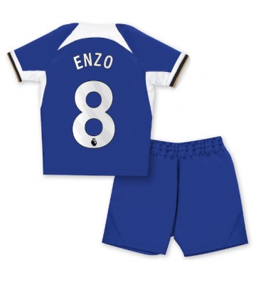 Chelsea Enzo Fernandez #8 Primera Equipación Niños 2023-24 Manga Corta (+ Pantalones cortos)